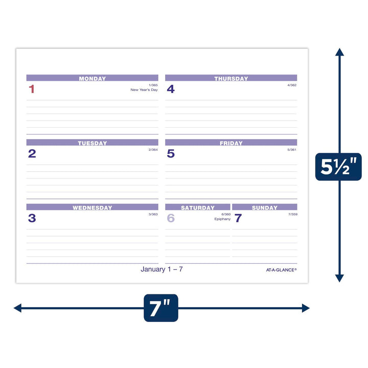 AT-A-GLANCE 2024 Flip-A-Week Weekly Desk Calendar Refill, 7in X 5 5/8in (SW705X5024) 2024 Old Edition