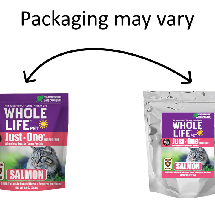 Whole Life Pet Just One Salmon - Cat Treat Or Topper - Human Grade, Freeze Dried, One Ingredient - Protein Rich, Grain Free, Made in The USA Salmon Fillet 7.5 Ounce (Pack of 1)