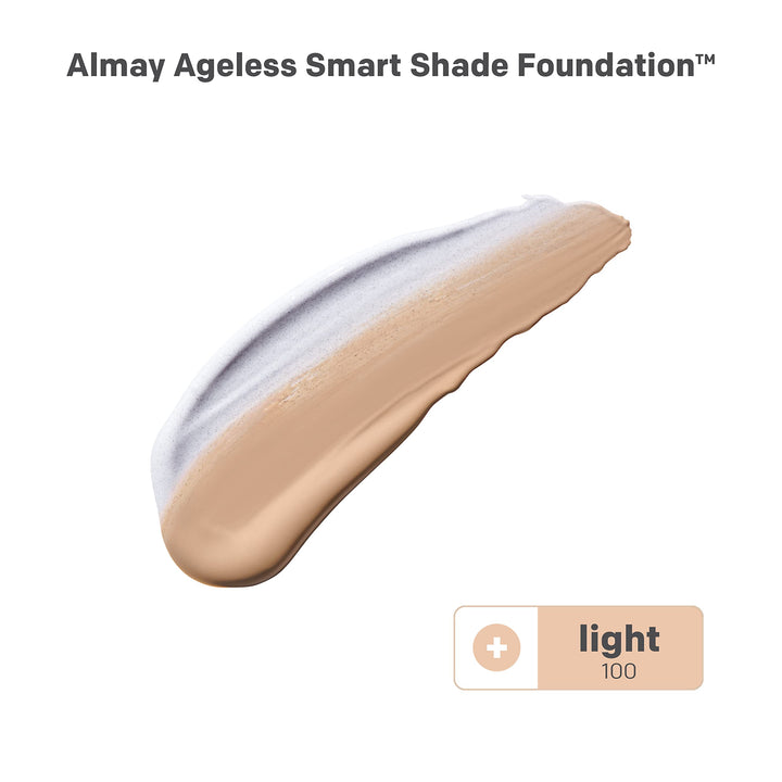 Almay Anti-Aging Foundation, Smart Shade Face Makeup with Hyaluronic Acid, Niacinamide, Vitamin C & E, Hypoallergenic-Fragrance Free, 100 Light, 1 Fl Oz (Pack of 1)