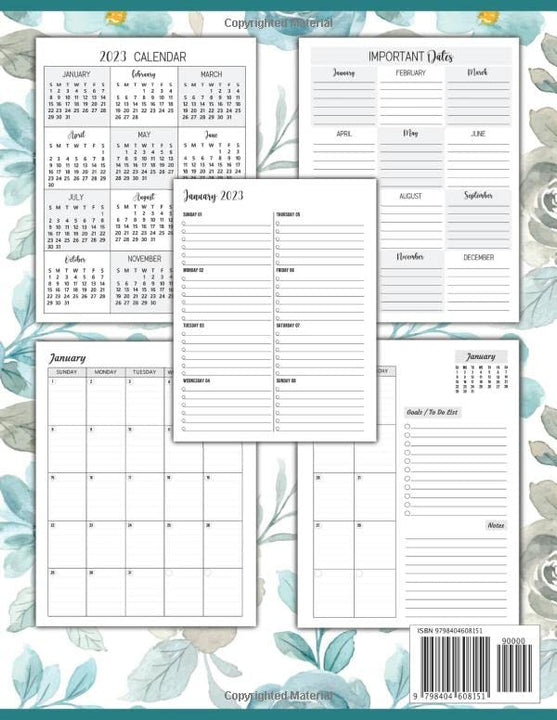 2023-2024 Monthly and Daily Planner: Simple At a Glance View/ 2 Years Schedule Organizer & Agenda 24 Months with Projects/Notes/Goals & Checklists (Pretty Flowers Cover)