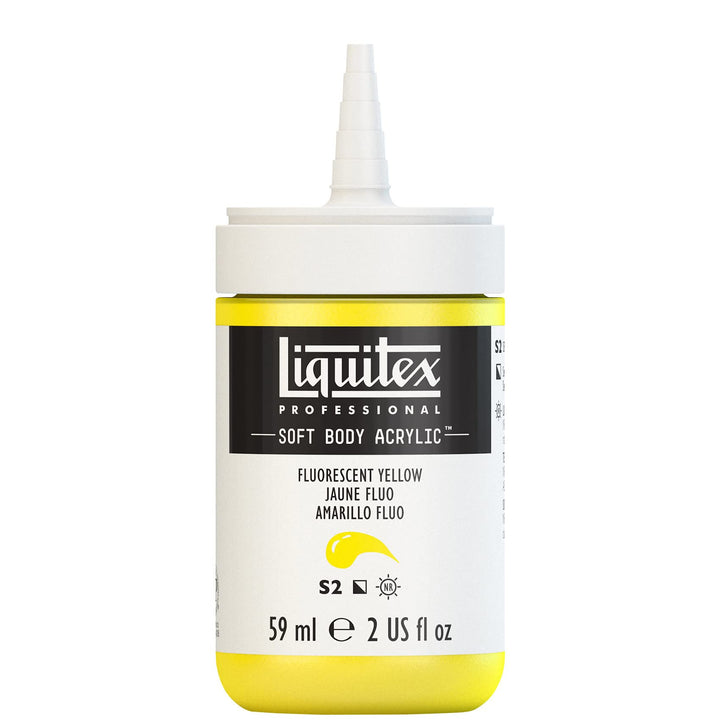 Liquitex Professional Soft Body Acrylic Paint, 59ml (2-oz) Bottle, Fluorescent Yellow 2-oz Bottle