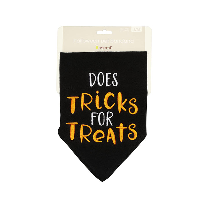 Pearhead Trick or Treat Bandana, Fall Holiday Dog Apparel, Halloween Dog Costume, Dog Slip On Collar Accessories, Small/Medium, S/M Trick or Treat Bandana, M/L