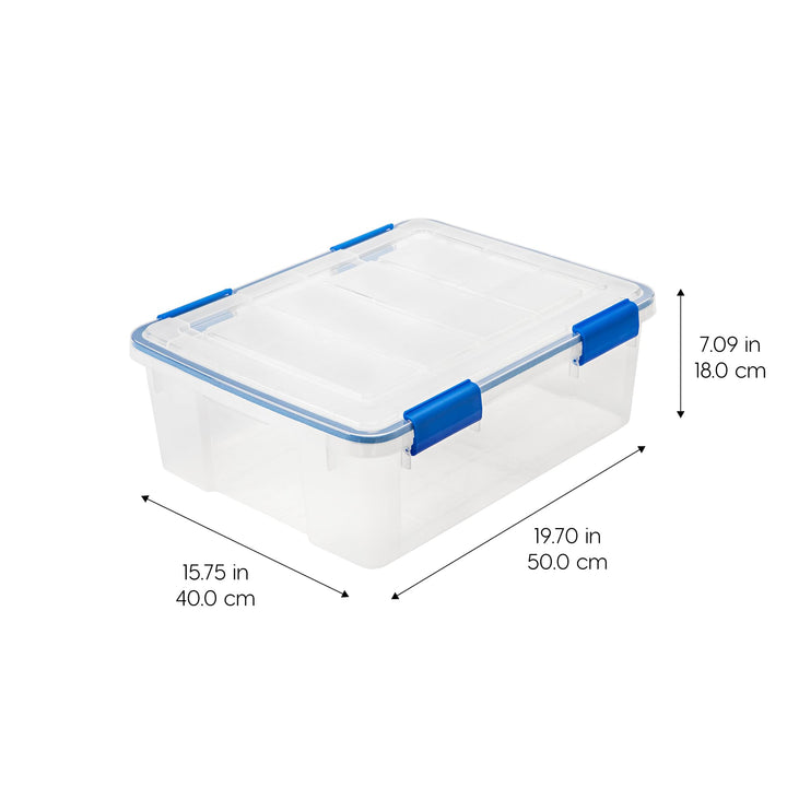 IRIS USA 54 Quart Stackable Plastic Storage Bins with Lids and Latching Buckles, 6 Pack - Pearl, Containers with Lids and Latches, Durable Nestable Closet, Garage, Totes, Tubs Boxes Organizing Latching Lid 54 Qt. - 6 Pack