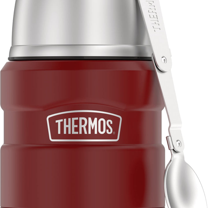 THERMOS Stainless King Vacuum-Insulated Food Jar with Spoon, 16 Ounce, Rustic Red