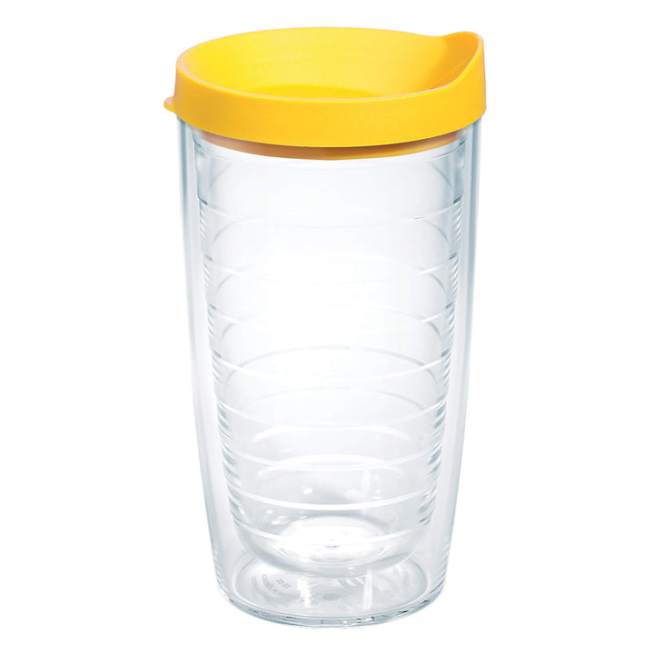 Tervis Clear & Colorful Lidded Made in USA Double Walled Insulated Tumbler Travel Cup Keeps Drinks Cold & Hot, 16oz, Yellow Lid