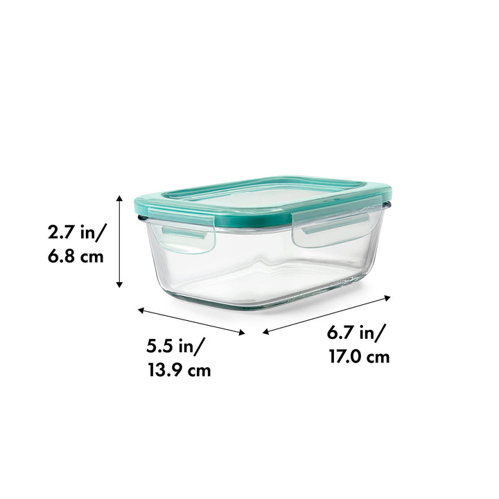 OXO Good Grips 3.5 Cup Smart Seal Glass Rectangle Food Storage Container, Clear