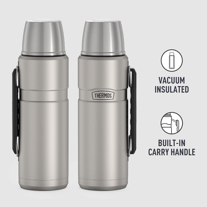 THERMOS Stainless King Vacuum-Insulated Beverage Bottle, 40 Ounce, Matte Steel Solid