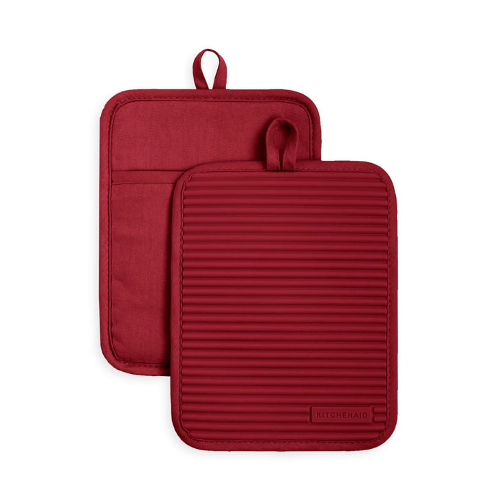 KitchenAid Ribbed Soft Silicone Pot Holder Set, Smoked Paprika 7"x9" 7"x9"