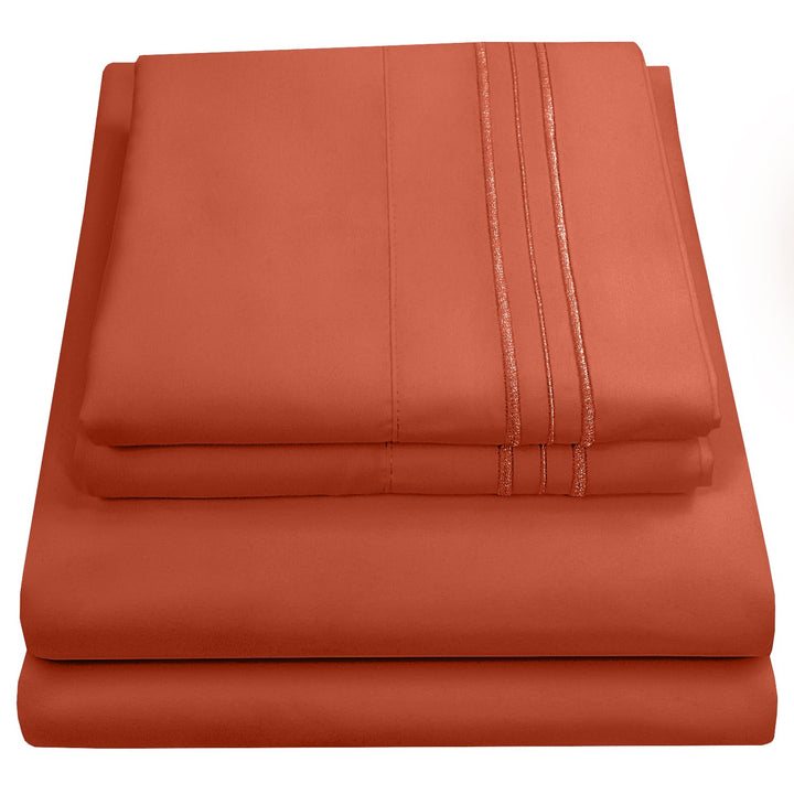 King Size Sheets - Breathable Luxury Bed Sheets with Full Elastic & Secure Corner Straps Built In - 1800 Supreme Collection Extra Soft Deep Pocket Bedding Set, Sheet Set, King, Rust