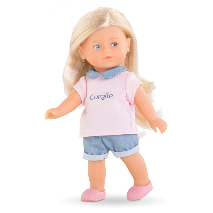 Corolle Mini Corolline Rosy 8" Doll Gift Set with Hair Brush and Extra Outfit, for Kids Ages 3 Years and up