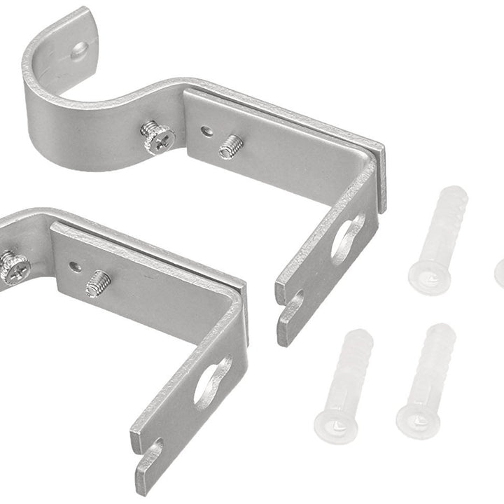 Basics Adjustable Curtain Rod Wall Bracket Hooks, Set of 2, Silver Nickel - 4-Pack (8 Brackets Total)