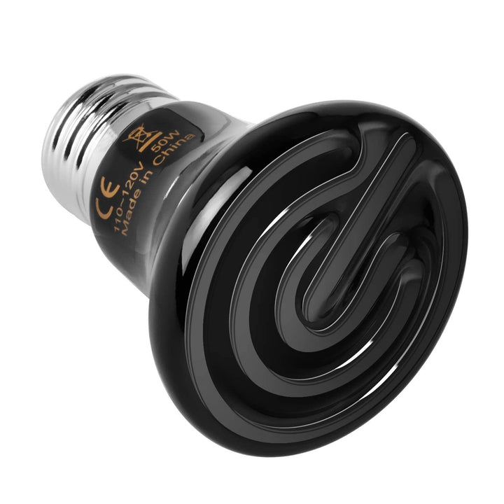 Simple Deluxe 50W 1-Pack Mini Ceramic Heat Emitter Reptile Heat Lamp Bulb No Light Emitting Brooder Coop Heater for Amphibian Pet & Incubating Chicken, Black Black/1-pack 50W (Mini)