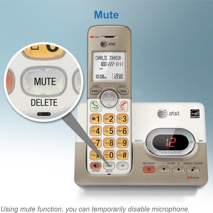 AT&T EL52313 3-Handset Cordless Phone with Answering System & Extra-large Backlit Keys 3 Handsets