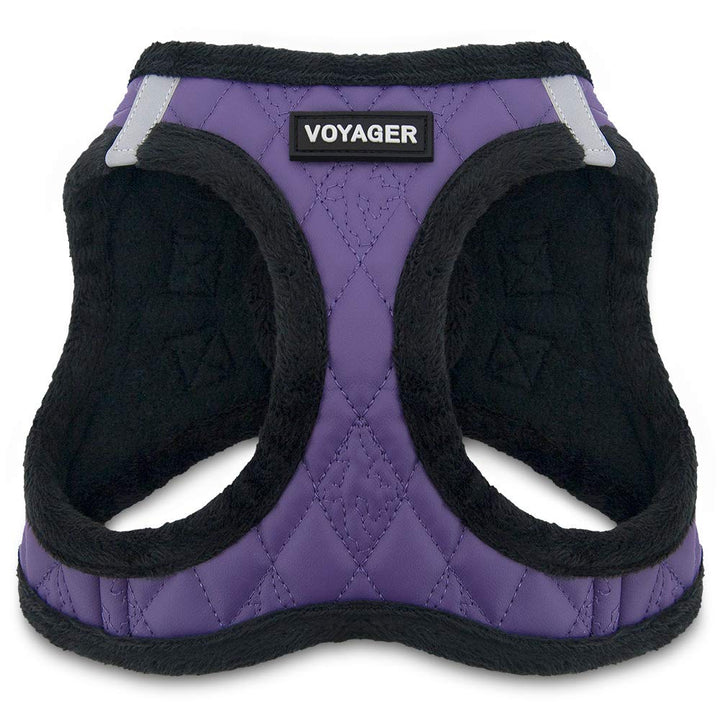 Voyager Step-In Plush Dog Harness  Soft Plush, Step In Vest Harness for Small and Medium Dogs by Best Pet Supplies - Harness (Purple Faux Leather), M (Chest: 16 - 18")