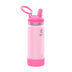 Takeya Actives Kids 18 oz Glow In The Dark Insulated Stainless Steel Water Bottle with Straw Lid, Summer Glow Pink