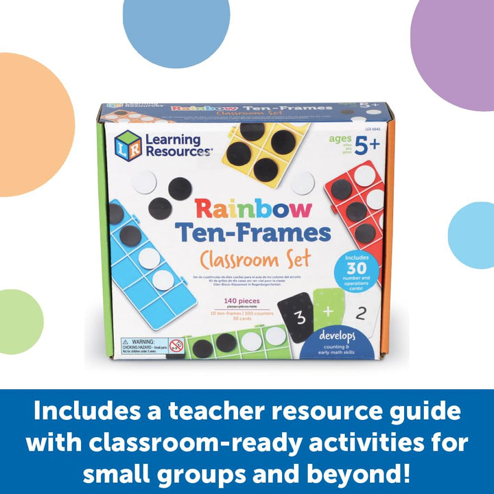 Learning Resources Rainbow Ten-Frames Classroom Set, 140 Pieces - Math Tools for Students Ages 5+, School Supplies and Teacher Resources, Classroom Supplies,Back to School Rainbow Ten Frame Set