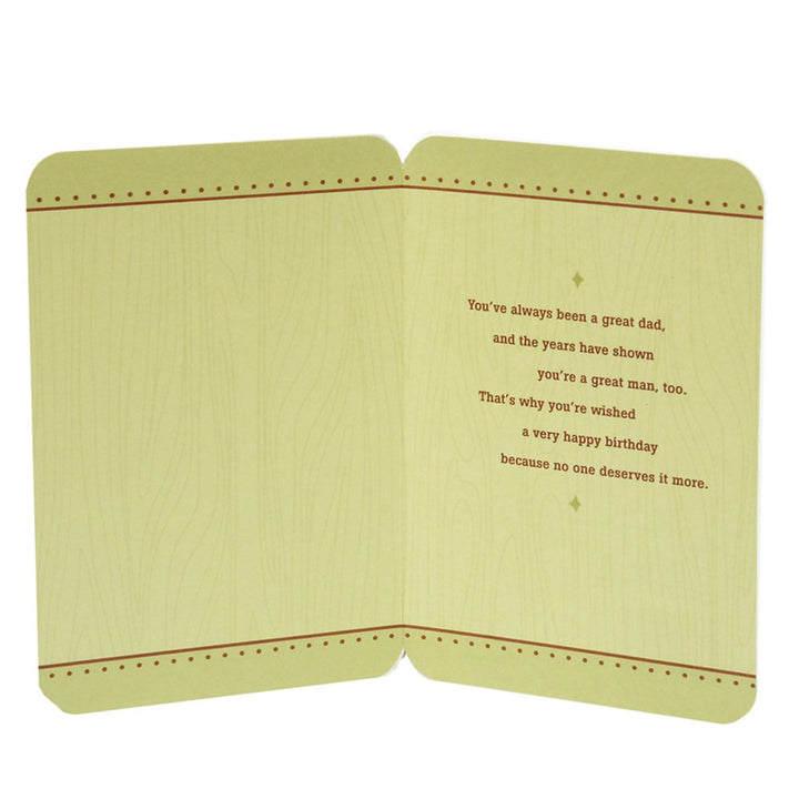 Hallmark Birthday Card for Dad (Wooden Etched Message) Light Brown with Light Green