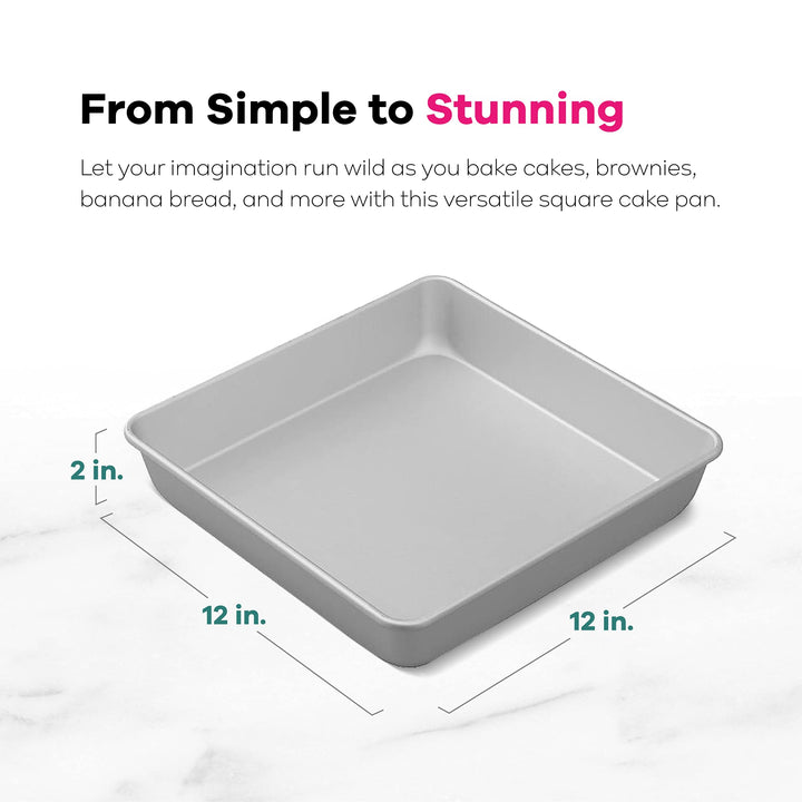 Wilton Performance Pans Aluminum Square Brownie and Cake Pan, 12 x 12 inches, Silver