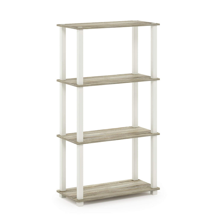 Furinno Turn-N-Tube 5-Tier Multipurpose Shelf / Display Rack / Storage Shelf / Bookshelf, Classic Tubes, Sonoma Oak/White 5-Tier Classic Tube