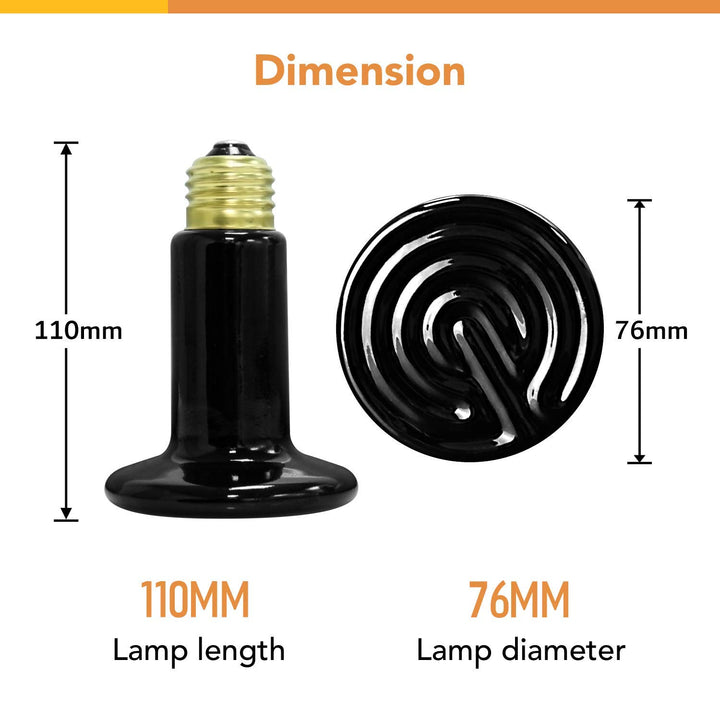 Simple Deluxe 25W/40W/50W/60W/100W/150W Ceramic Heat Emitter Reptile Heat Lamp Bulb No Light Emitting Brooder Coop Heater for Amphibian Pet & Incubating Chicken, Black/4-Pack, 40W 40 Watts