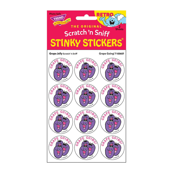 Grape Going!/Grape Jelly Scent Retro Stinky Stickers by Trend; 24/Pack - Authentic 1980s Designs!