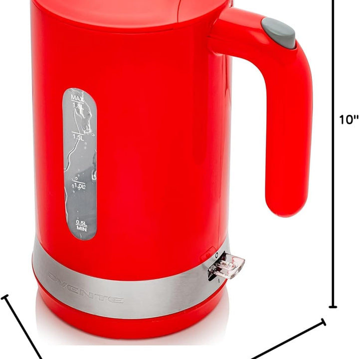 OVENTE Electric Kettle Hot Water Heater 1.8 Liter - BPA Free Fast Boiling Cordless Water Warmer - Auto Shut Off Instant Water Boiler for Coffee & Tea Pot - Black KP413B Black ProntoFill Easy Fill