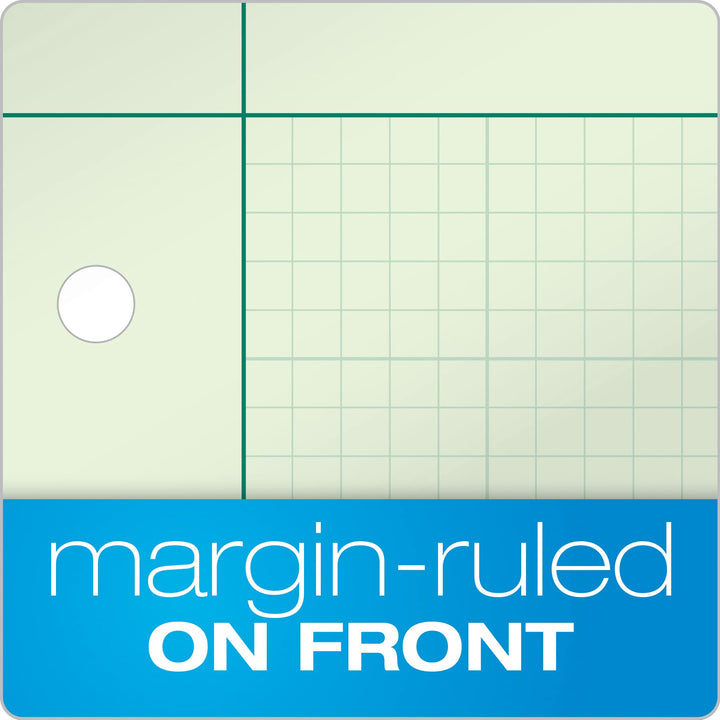 TOPS Engineering Notebooks, Graph Notebooks, 3 Pk Quad Ruled Pad, 8-1/2" x 11", Glue, 5 x 5 Graph Rule on Back, Green Tint Paper, 3-Hole Punched, 100 Sheets per Pad (35507A)