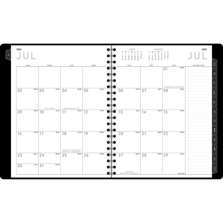 AT-A-GLANCE 2023-2024 Academic Planner, Weekly & Monthly, Half-Hourly Appointment Book, 8-1/4" x 11", Large, Monthly Tabs, Pocket, Flexible Cover, Contempo, Graphite (70957X45)