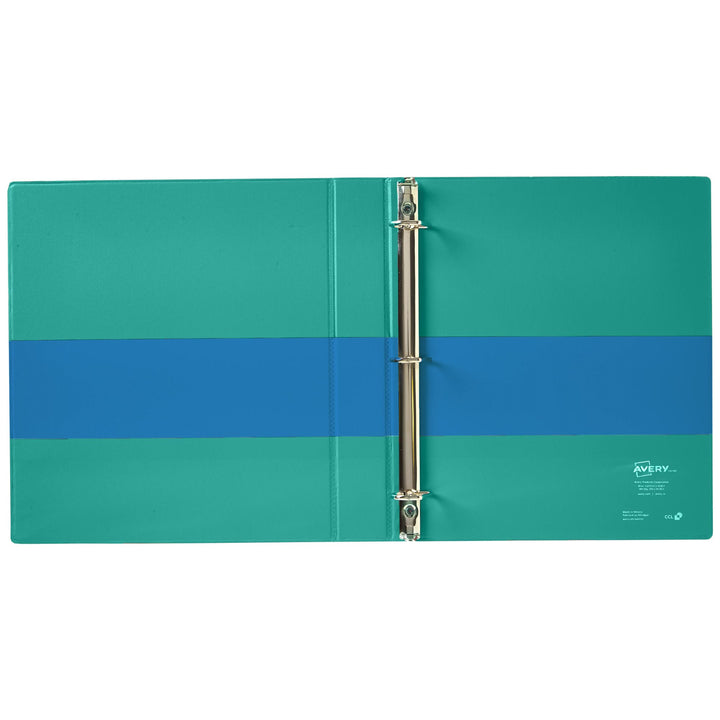 Avery Two-Tone Durable 3 Ring Binder, 1.5 Inch Slant Rings, Blue/Teal View Binder (17292)