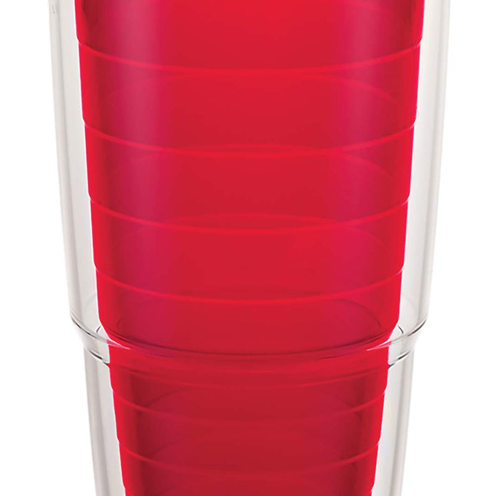 Tervis Clear & Colorful Tabletop Made in USA Double Walled Insulated Tumbler Travel Cup Keeps Drinks Cold & Hot, 24oz, Red