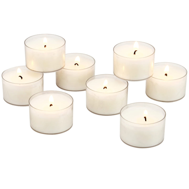 Stonebriar Bulk 96 Unscented Smokeless Long Burning Clear Cup Tea Light Candles with 8 Hour Extended Burn Time (Pack of 6, 576 Count Total) 6 packs of 96, 576 Total