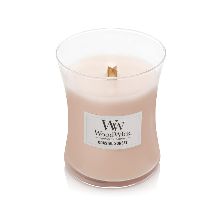 Woodwick Ellipse Scented Candle, Coastal Sunset, 16oz | Up to 50 Hours Burn Time & Coastal Sunset Medium Hourglass Candle, 9.7 oz. ELLIPSE + Hourglass Candle