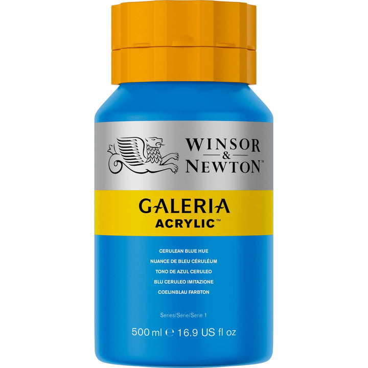 Winsor & Newton Galeria Acrylic Color, 500ml (16.9-oz) Bottle, Cerulean Blue Hue 16.9-oz Bottle