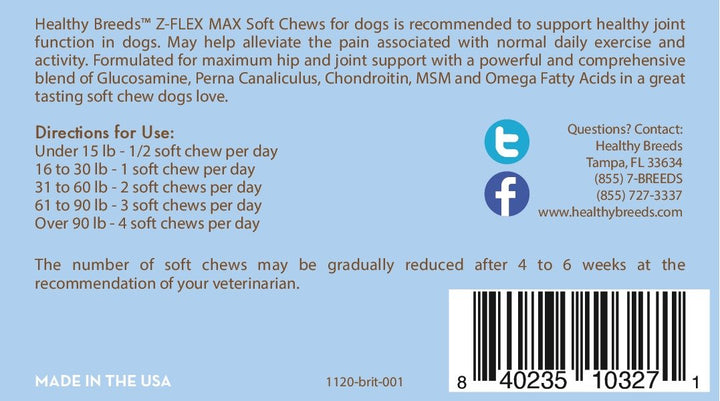 Healthy Breeds Brittany Z-Flex Max Hip and Joint Soft Chews 50 Count