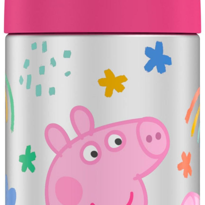 THERMOS FUNTAINER Water Bottle with Straw - 12 Ounce, Peppa Pig - Kids Stainless Steel Vacuum Insulated Water Bottle with Lid Licensed Characters