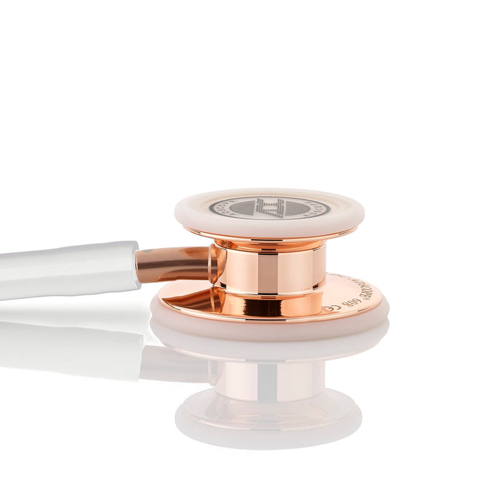 ADC Adscope 608 Premium Convertible Clinician Stethoscope with Tunable AFD Technology, For Adult and Pediatric Patients, Rose Gold/White Rose Gold with White Tubing