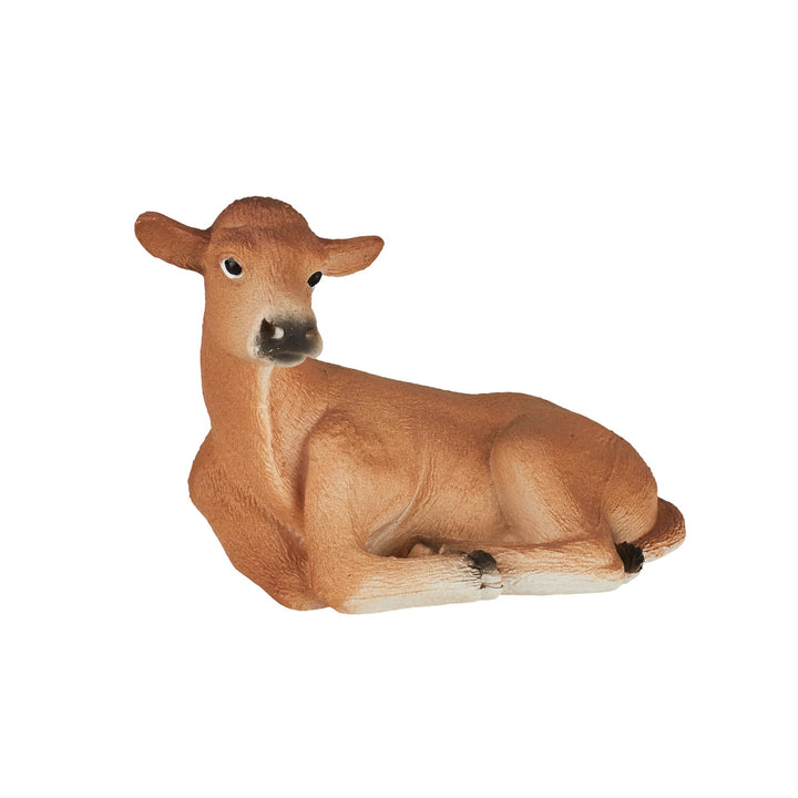 MOJO Jersey Calf Laying Realistic Farm Animal Hand Painted Toy Figurine 1 Count (Pack of 1)