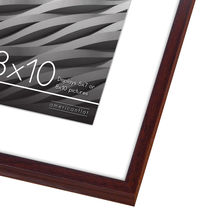 Americanflat 8x10 Picture Frame in Mahogany - Use as 5x7 Picture Frame with Mat or 8x10 Frame Without Mat - Thin Border Photo Frame with Shatter-Resistant Glass and Easel for Wall or Tabletop Display