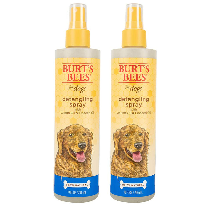 Burt's Bees for Pets Detangling Spray | Made with Lemon & Linseed to Nourish Dogs' Coats | Best Fur Detangler, Cruelty Free, Sulfate & Paraben Free, pH Balanced for Dogs - Made in USA, 10 Oz - 2 Pack