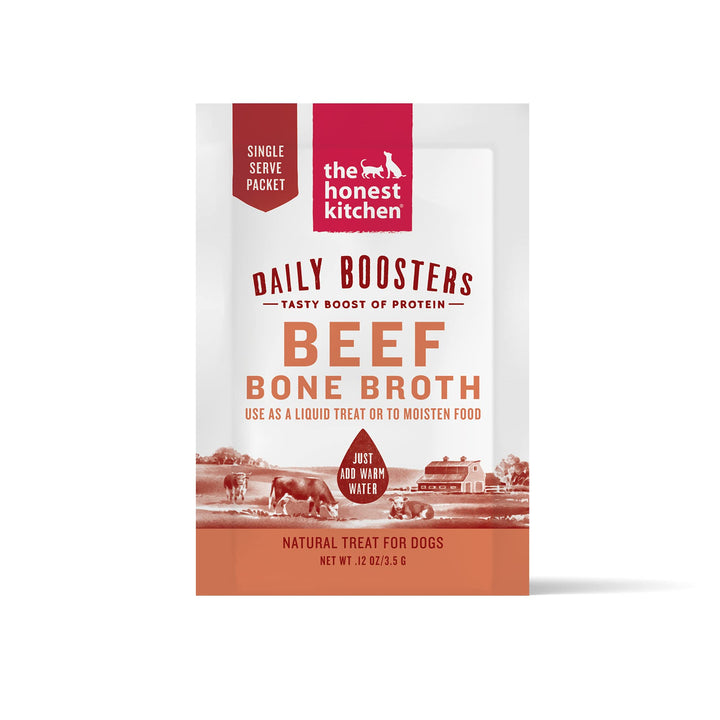 The Honest Kitchen Daily Boosters: Instant Beef Bone Broth with Turmeric for Dogs, 3.5g Sachets, Pack of 12 0.12 Ounce (Pack of 12)