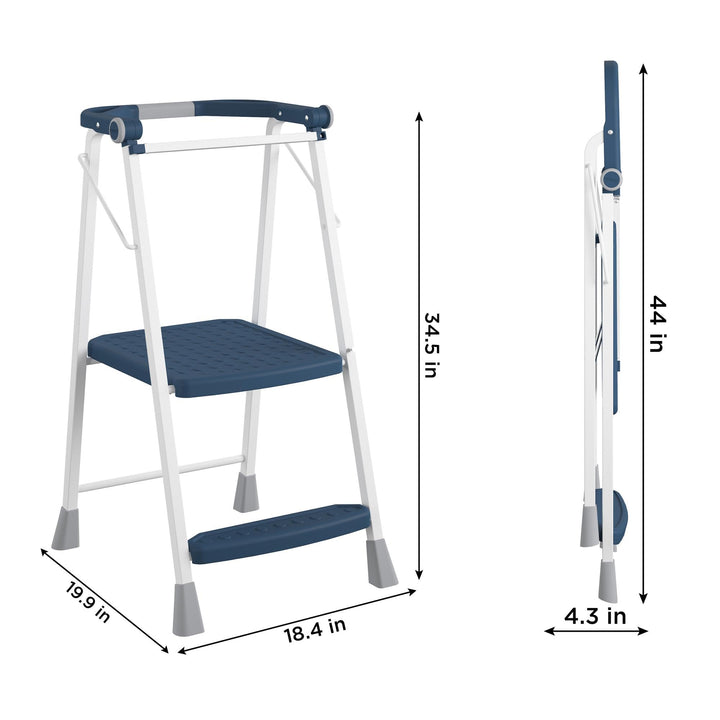 COSCO 2-Step Kitchen Stepper™ Adult Folding Step Stool, Kids Folding "Helper" (Steel/Resin) Green