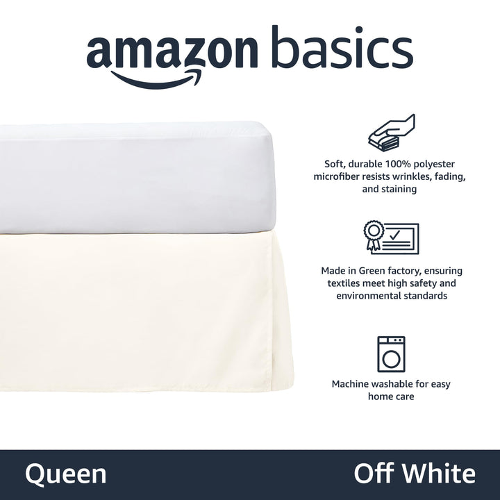 Basics Lightweight Pleated Bed Skirt, Queen, Off White