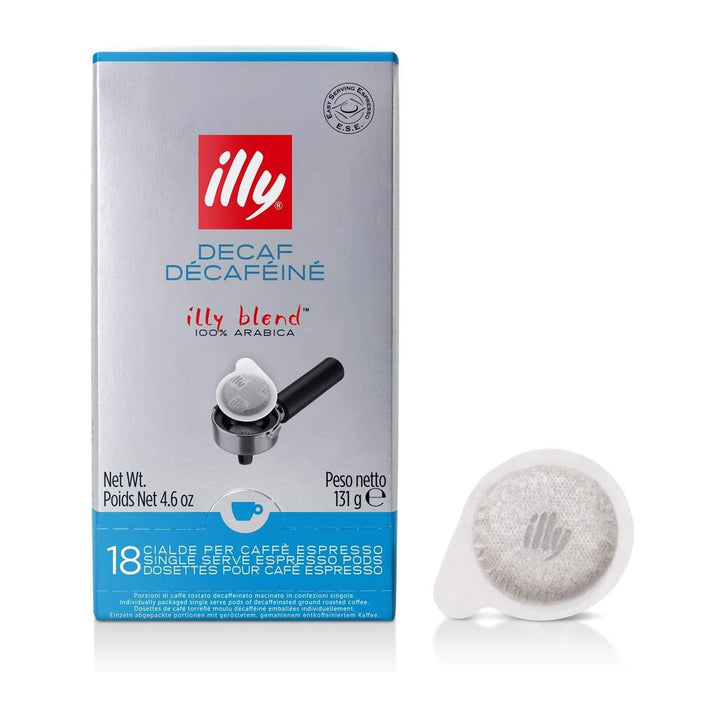 illy E.S.E. Coffee - Single-Serve Coffee Capsules & Pods – Classico Decaf Roast - Notes Of Caramel, Orange Blossom & Jasmine - For E.S.E Coffee Machines - Extraordinary Aroma & Body – 18 Count Decaf Medium Roast 18 Count (Pack of 1)