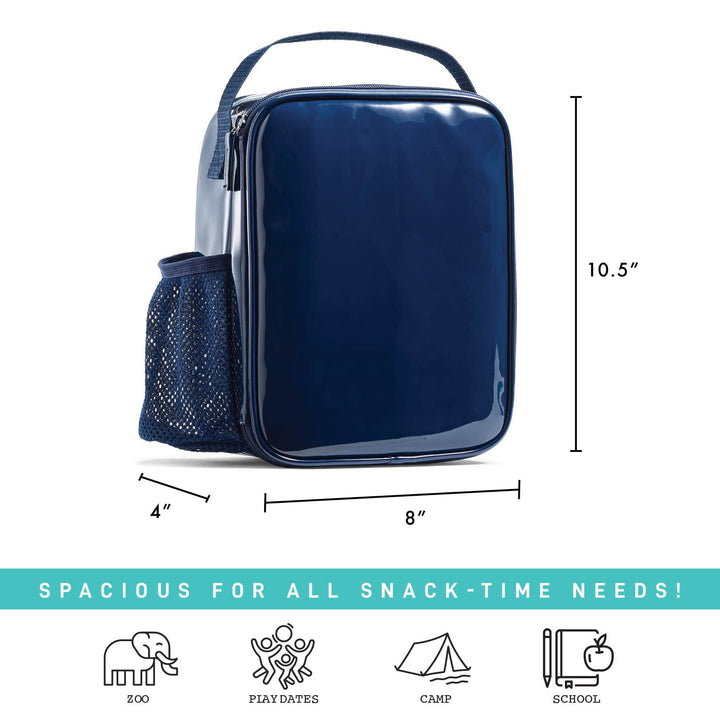 Fit+Fresh DIY Sticker Insulated Lunch Box, Trendy Lunch Box - Lunch Bag, Lunch Box for Girls, Lunch Box for Boys, Lunchboxes Medium Navy