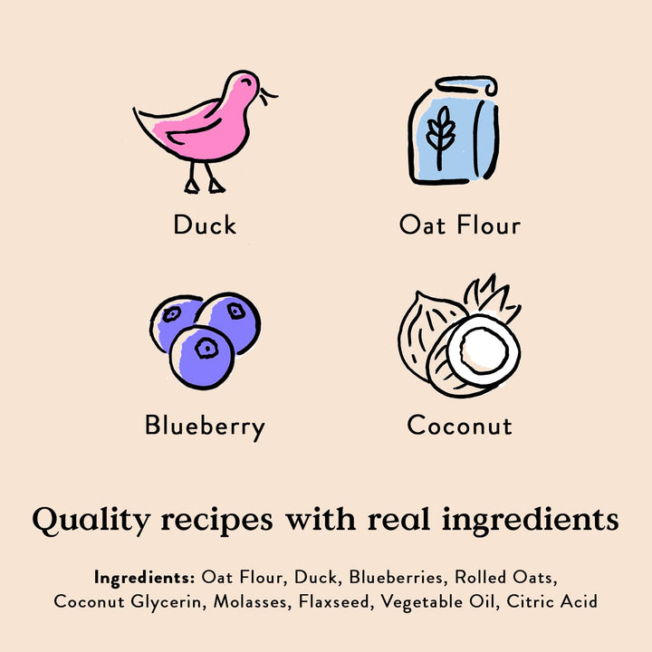 Bocce's Bakery - The Everyday Menu: Wheat Free, Soft & Chewy Dog Treats, 6 oz Duck & Blueberry 6 Ounce (Pack of 1)