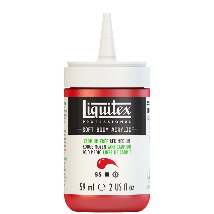 Liquitex Professional Soft Body Acrylic Paint, 59ml (2-oz) Bottle, Cadmium-Free Red Medium 2-oz Bottle