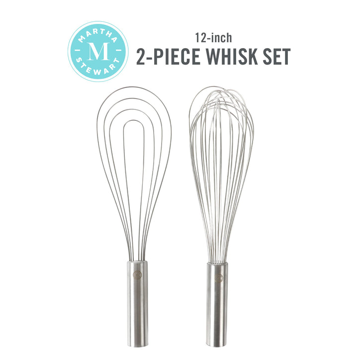 Martha Stewart Richburn 2pc 12" Stainless Steel Balloon & Flat Whisk - Satin Finish