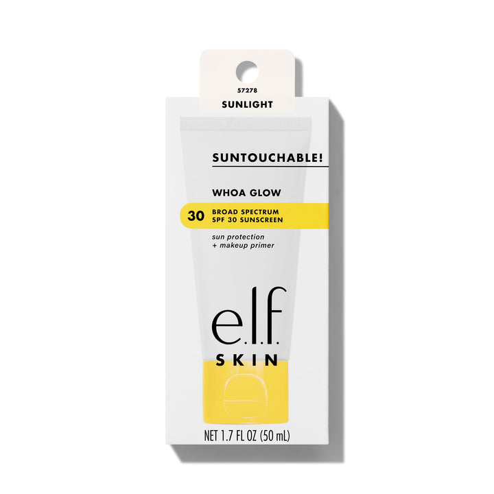 e.l.f. SKIN Suntouchable Whoa Glow SPF 30, Sunscreen & Makeup Primer For A Glowy Finish, Made With Hyaluronic Acid, Vegan & Cruelty-Free, Packaging May Vary, Sunlight