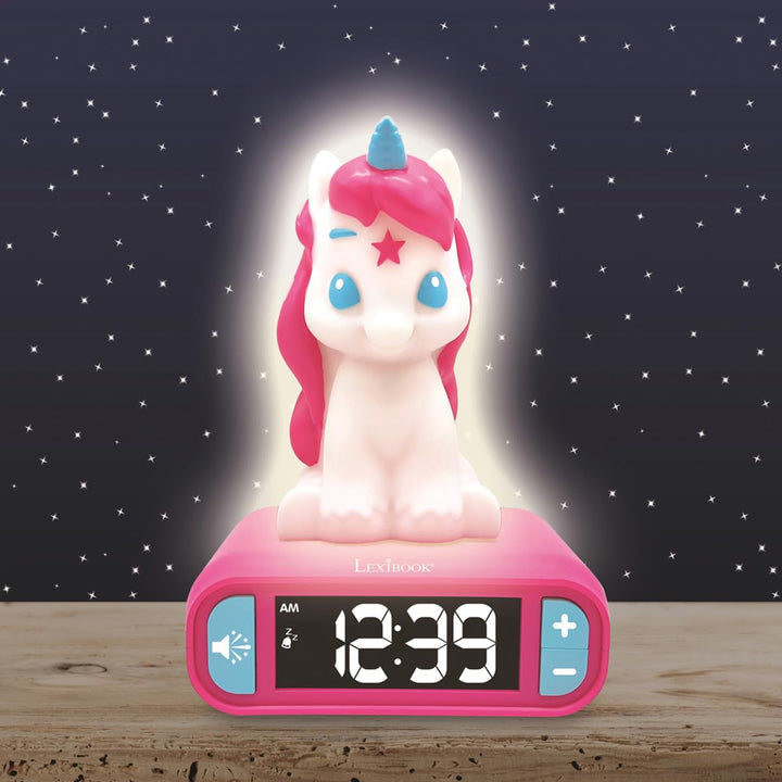 Lexibook - Unicorn Digital Alarm Clock for Kids with Night Light, Snooze and Unicorn Sound Effects, Childrens Clock, Luminous Unicorn, Pink Colour - RL800UNI