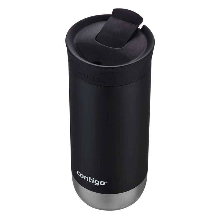 Huron Vacuum-Insulated Stainless Steel Travel Mug with Leak-Proof Lid, Keeps Drinks Hot or Cold for Hours, Fits Most Cup Holders and Brewers, 16oz Licorice